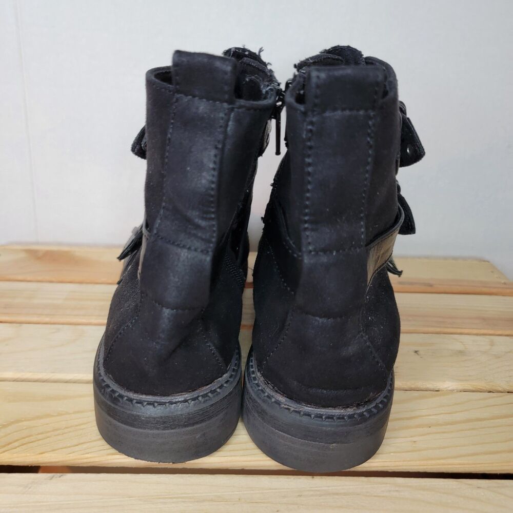 White Mountain Black Boots Ankle 4 Buckles w/Side Zip - Size 9M - Picture 4 of 5